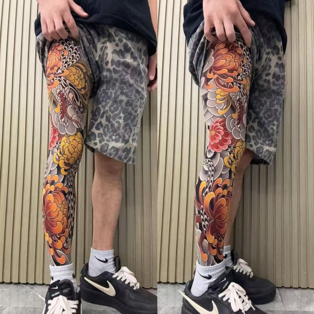Fishing Socks - Tam Bacak Sahte Dövme Çorapları Baskılı