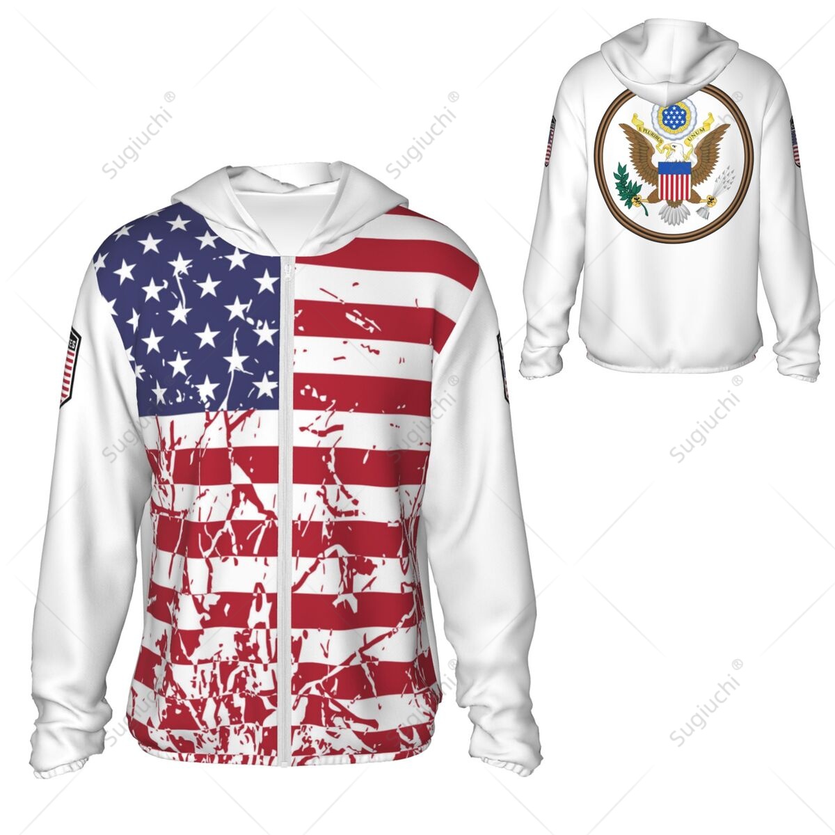 Fishing Hoodie - Amerika Birleşik Devletleri Bayrağı Güneş Koruyucu